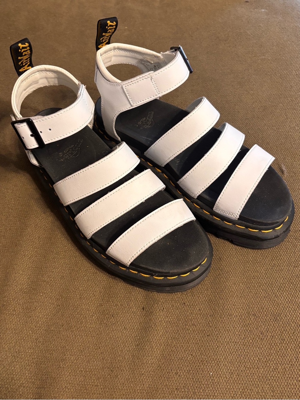 Dr. Martens “Blaire” White Multi-Strap Platform Sandals